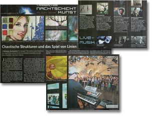 Zeitungscollage zur 1. Marbacher Nachtschicht Kunst, Störgeräusche in der neuen Heimat, Künstlerportrait Jana Elzenbeck